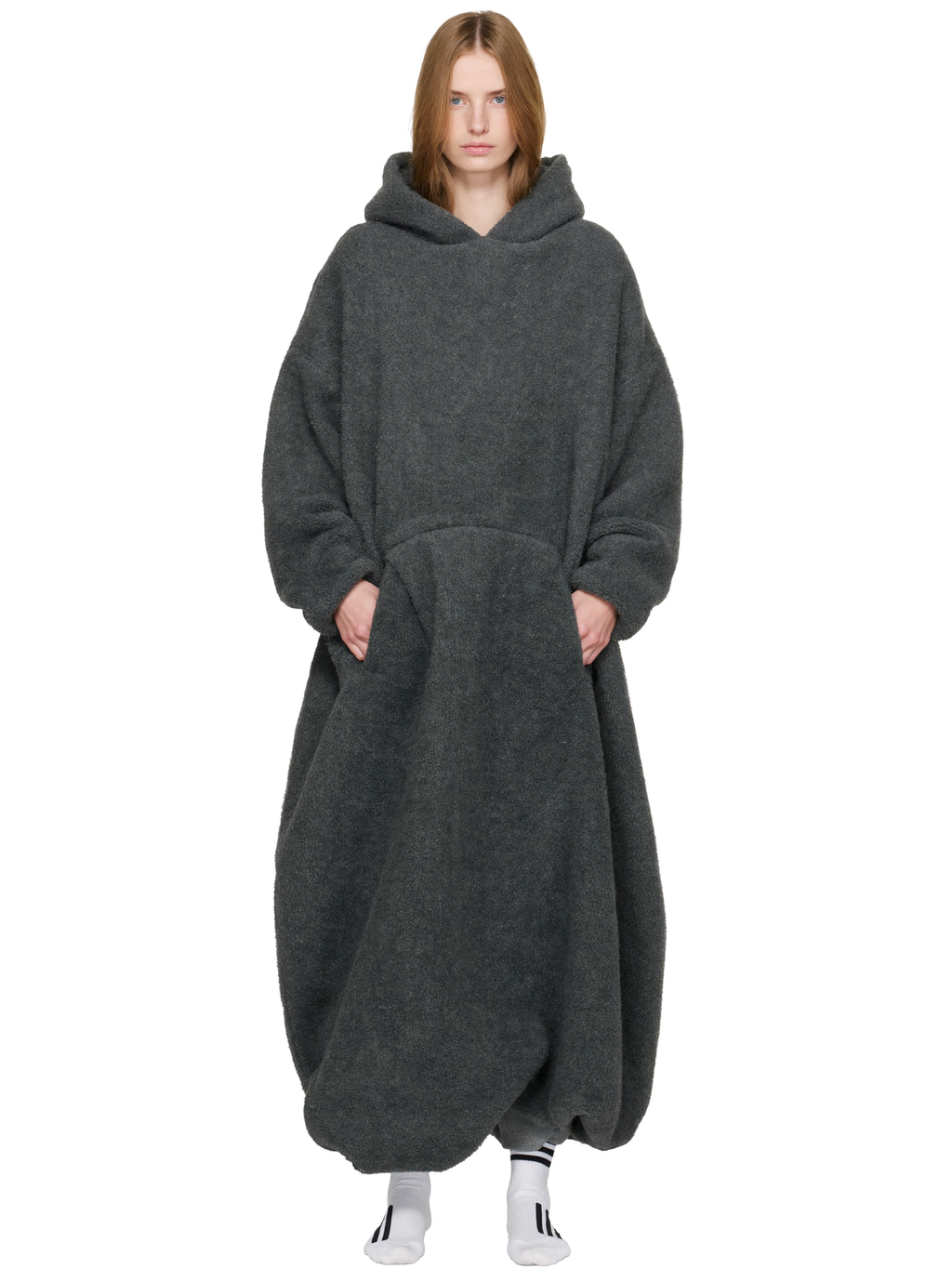 Floodie Midnight Black oversized floor-length hoodie blanket