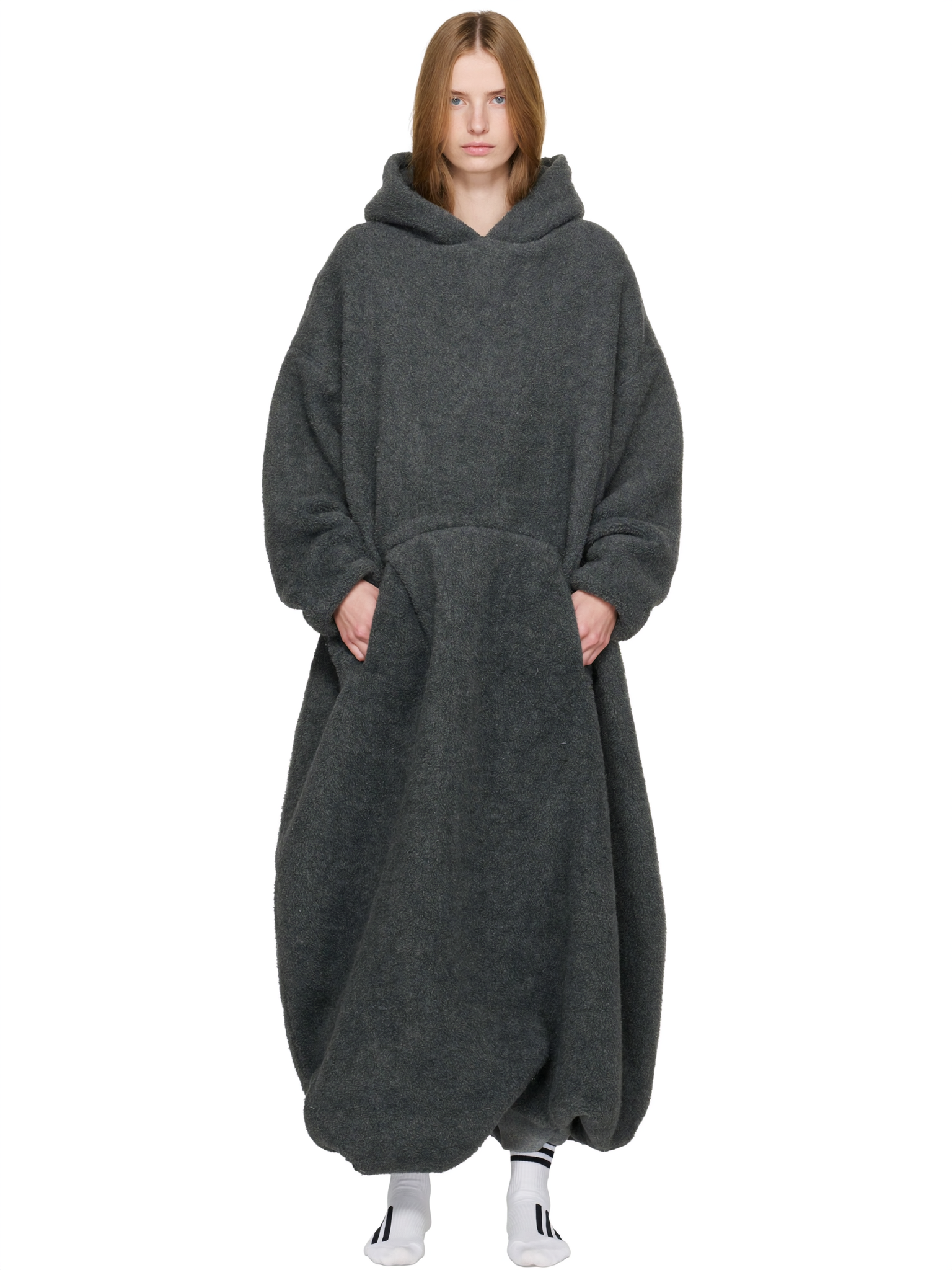 Floodie Midnight Black oversized floor-length hoodie blanket