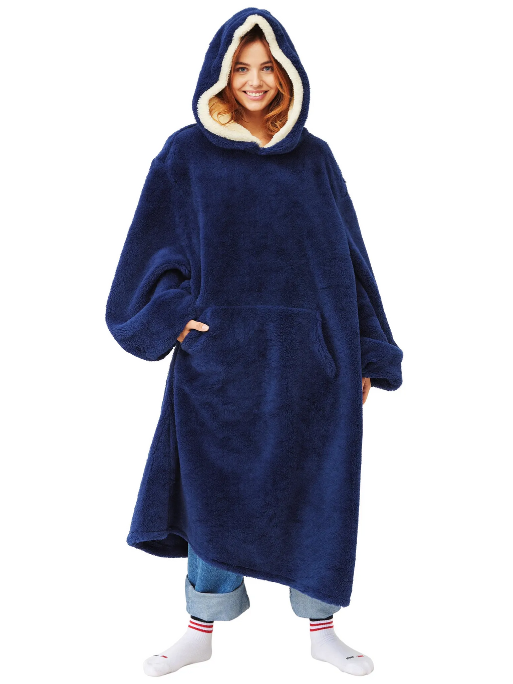 Floodie Frost Blue oversized floor-length hoodie blanket