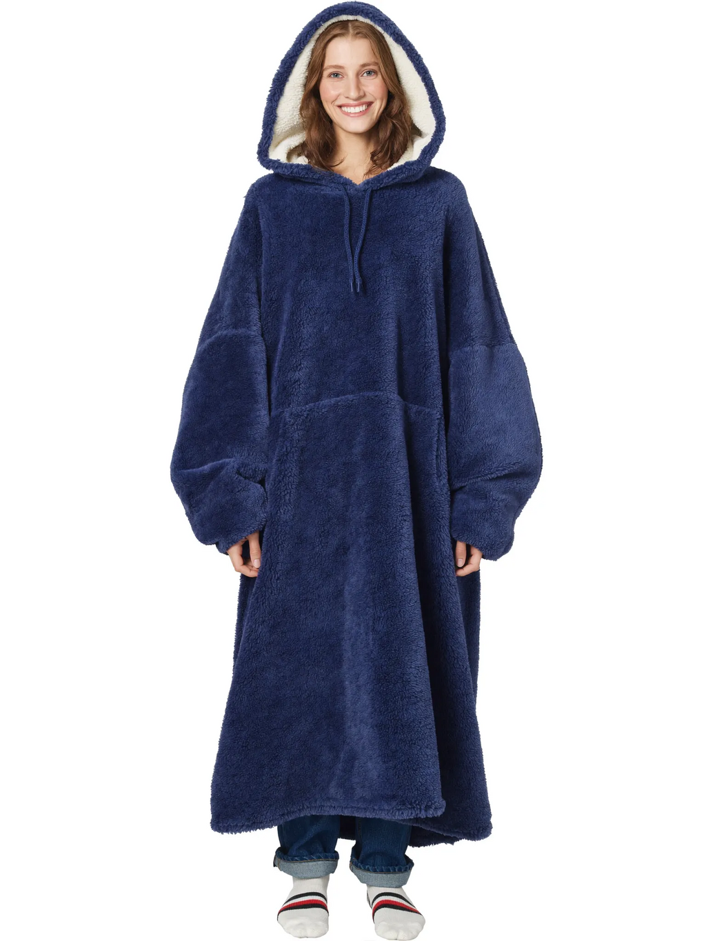 Floodie Frost Blue oversized floor-length hoodie blanket