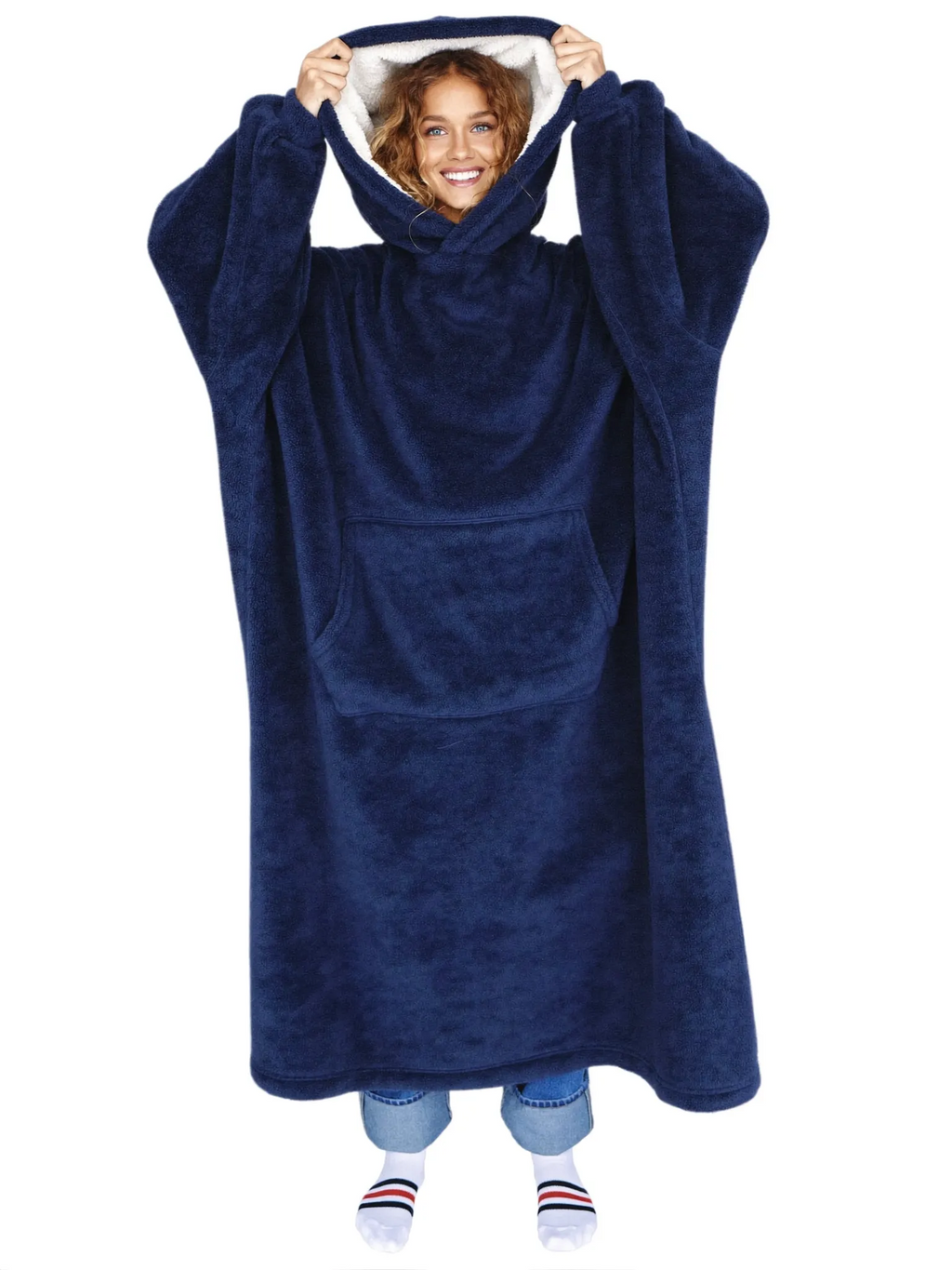 Floodie Frost Blue oversized floor-length hoodie blanket