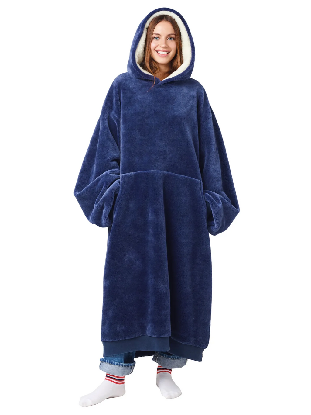 Floodie Frost Blue oversized floor-length hoodie blanket