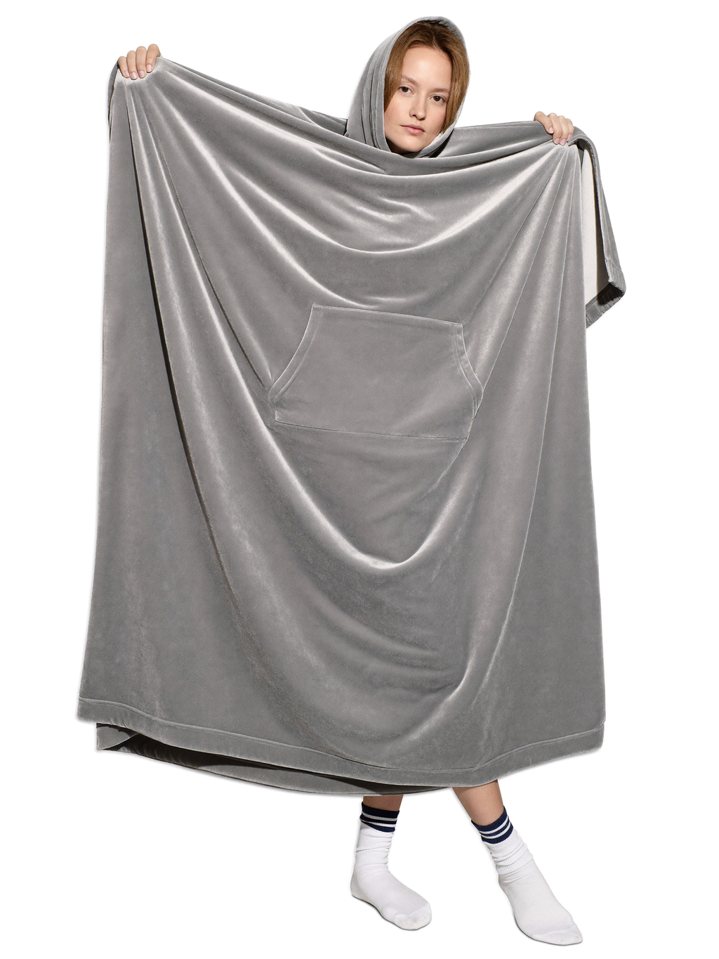 Floodie Pebble Grey oversized floor-length hoodie blanket